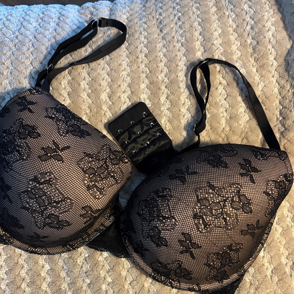 Victoria's Secret Black Floral Lace Bra